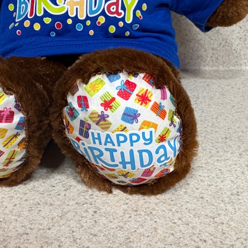 Build-A-Bear Brown Teddy with Blue Happy Birthday Shirt - Picture 2 of 5